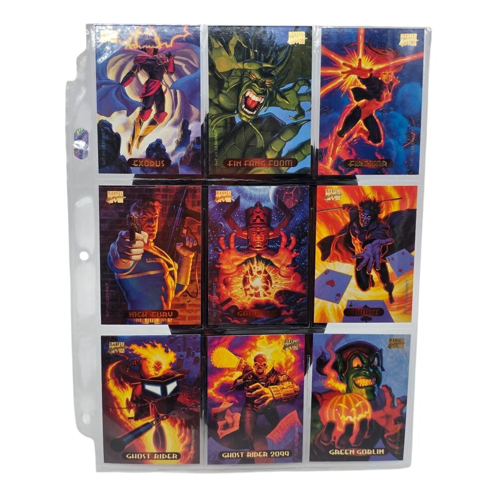 1994 Marvel Masterpieces Trading Cards 9-Card Set Heroes & Villains Sleeved
